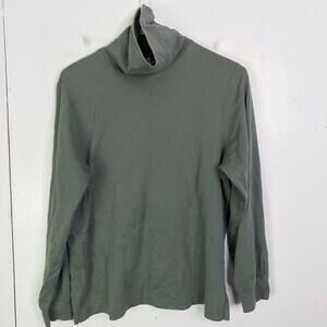 Peruvian Connection Sweater Womens Large Pima Cotton Turtleneck Olive Green